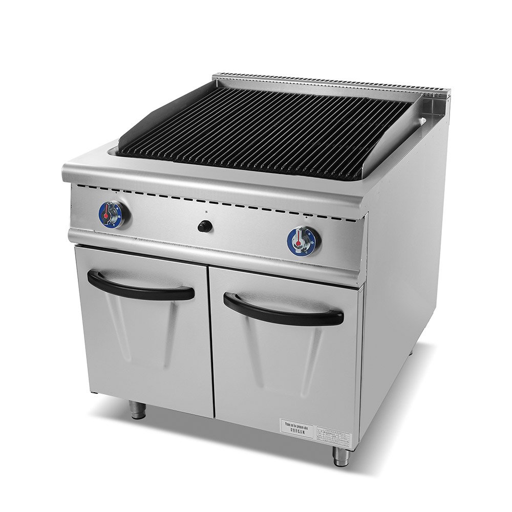 Commercial charbroiler with cabinet base